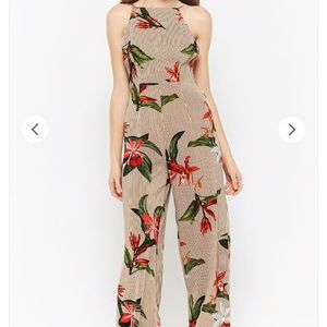 Forever 21 striped floral cami jumpsuit